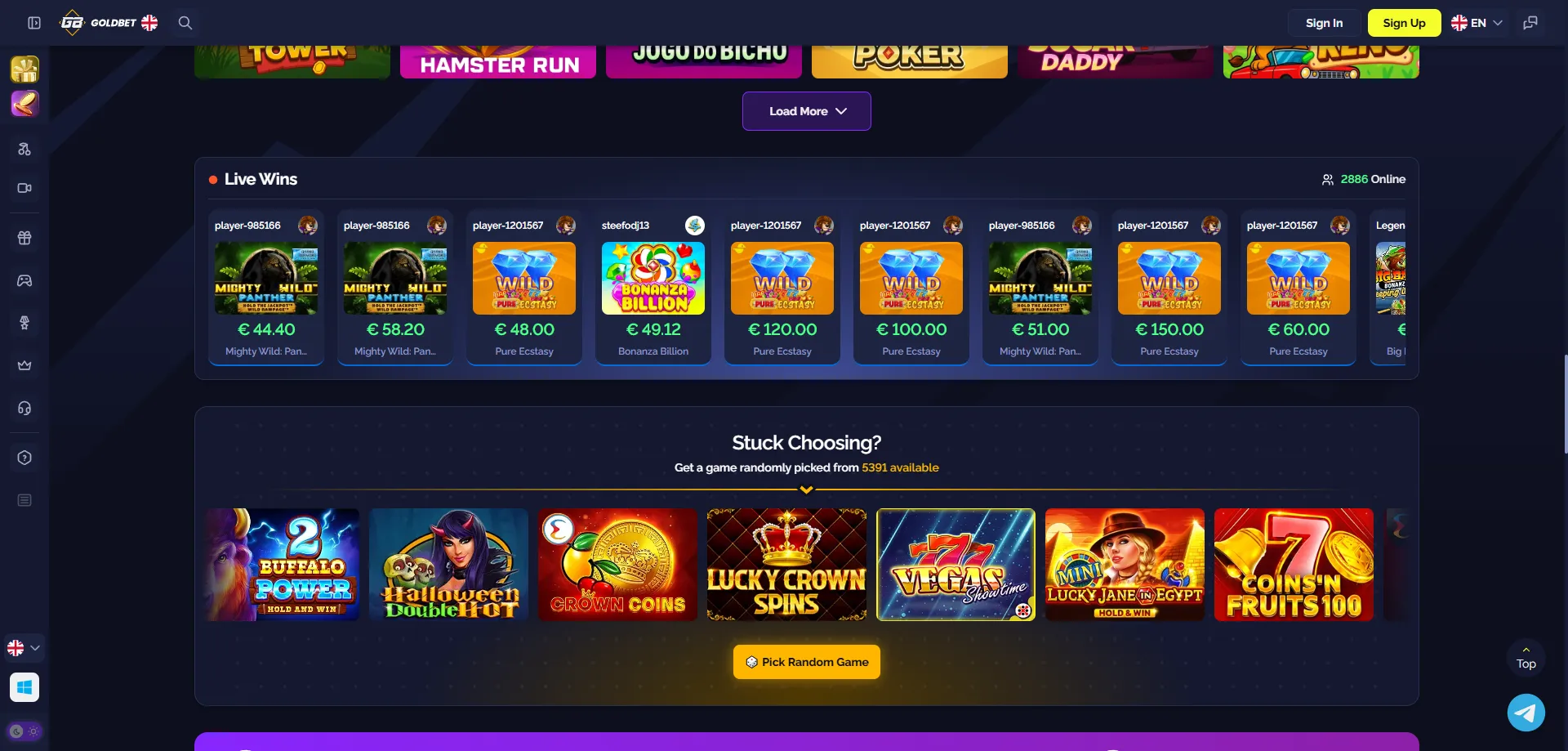 Slot machine e giochi da casin&ograve; disponibili su Goldbet.io
