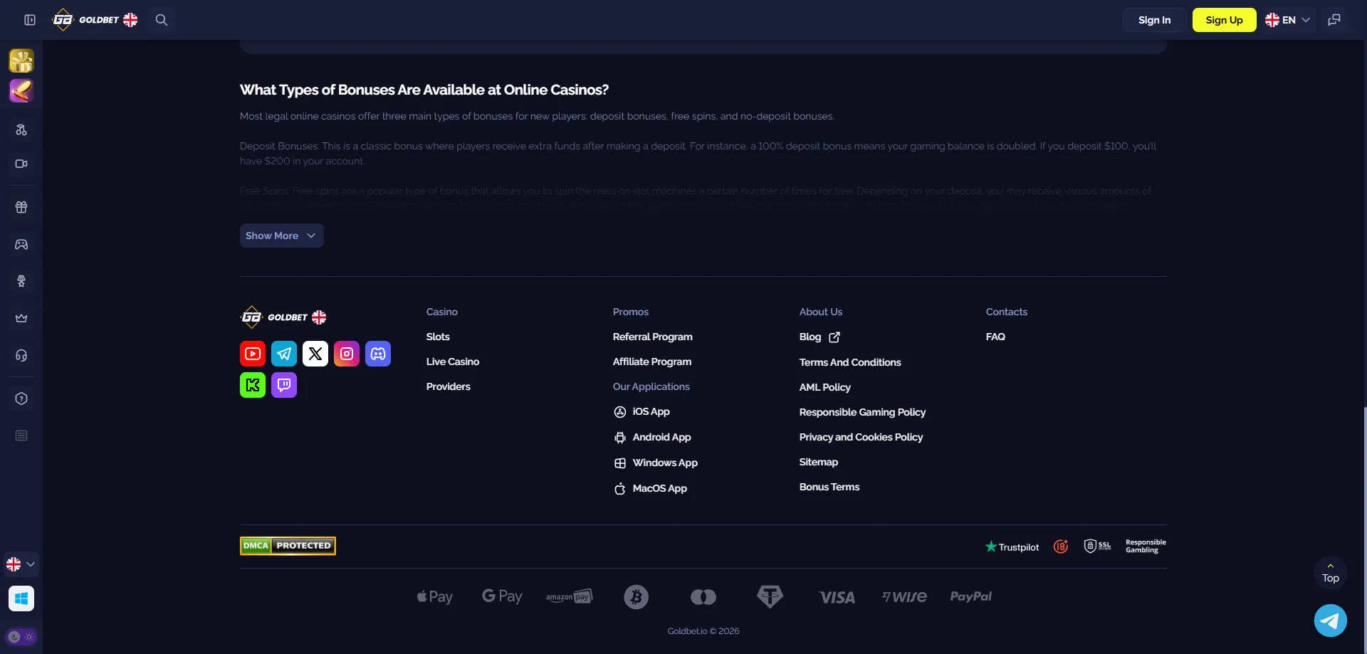 Metodi di pagamento Goldbet.io &mdash; depositi e prelievi veloci